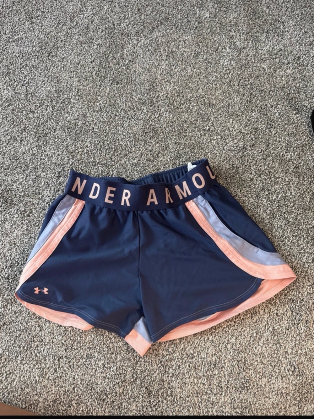Under Armour Navy Athletic Shorts with Pink Trim